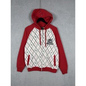 Vintage Y2K Southpole Diamond Plaid Full Zip Hoodie Red/White Size S